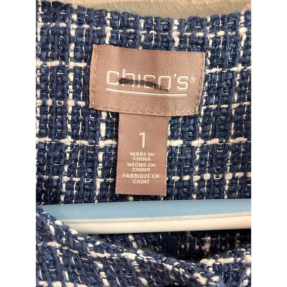 Chico’s Blue Tweed Button Front Jacket – Size 1 (M/L) - Picture 7 of 11